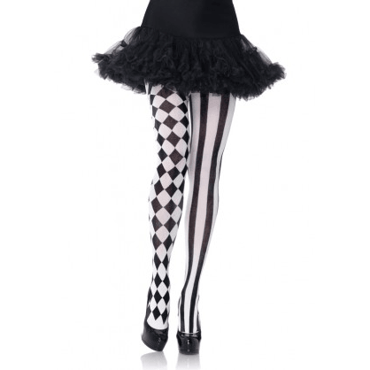 Harlequin Pantyhose (White/Black) – AbracadabraNYC