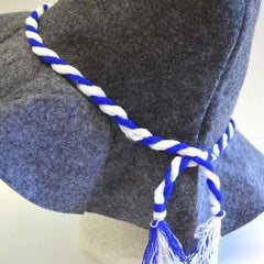 Oktoberfest Hillbilly Hat - Gray w/Blue and White Braided Rope