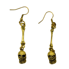 Skull and Bone Drop Dangle Earrings
