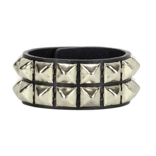 2 Row 1/2” Pyramid Stud Snap Bracelet – AbracadabraNYC