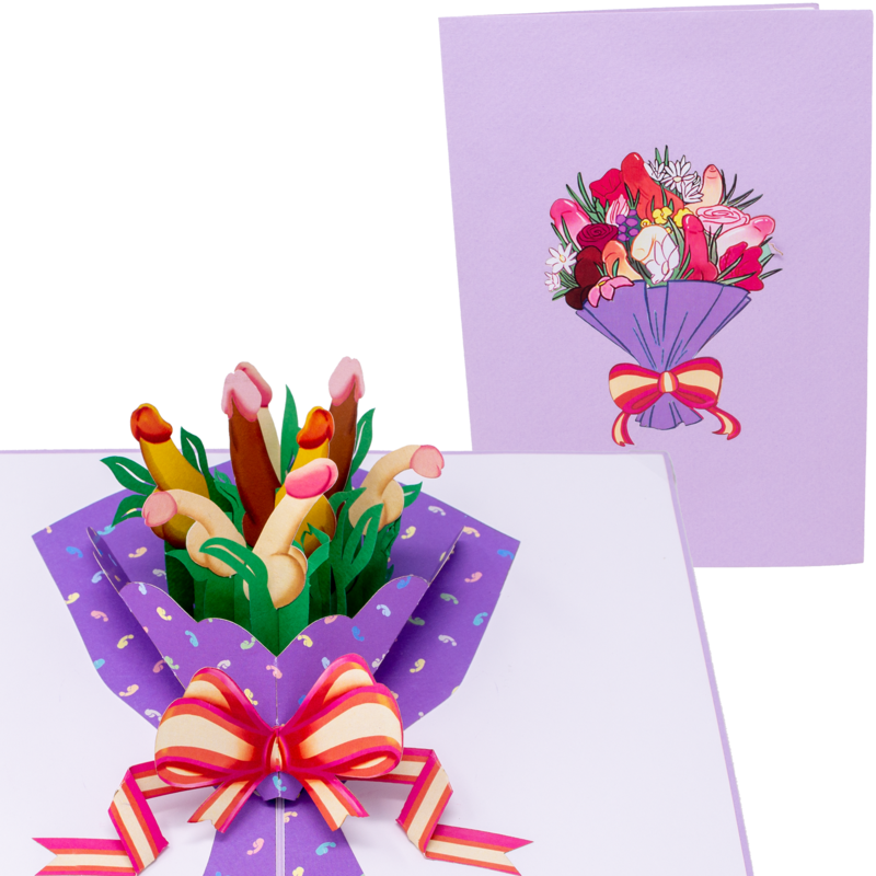 Dick Bouquet Inappropriate 3D Greeting Cards