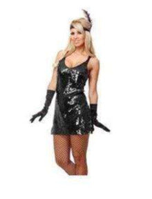 Black Sequin flapper Dress Adult Costume