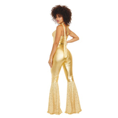 Foxy Gold Disco Jumpsuit Women's Costume