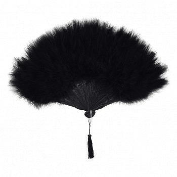 Black Marabou Feather Fan 11X20”