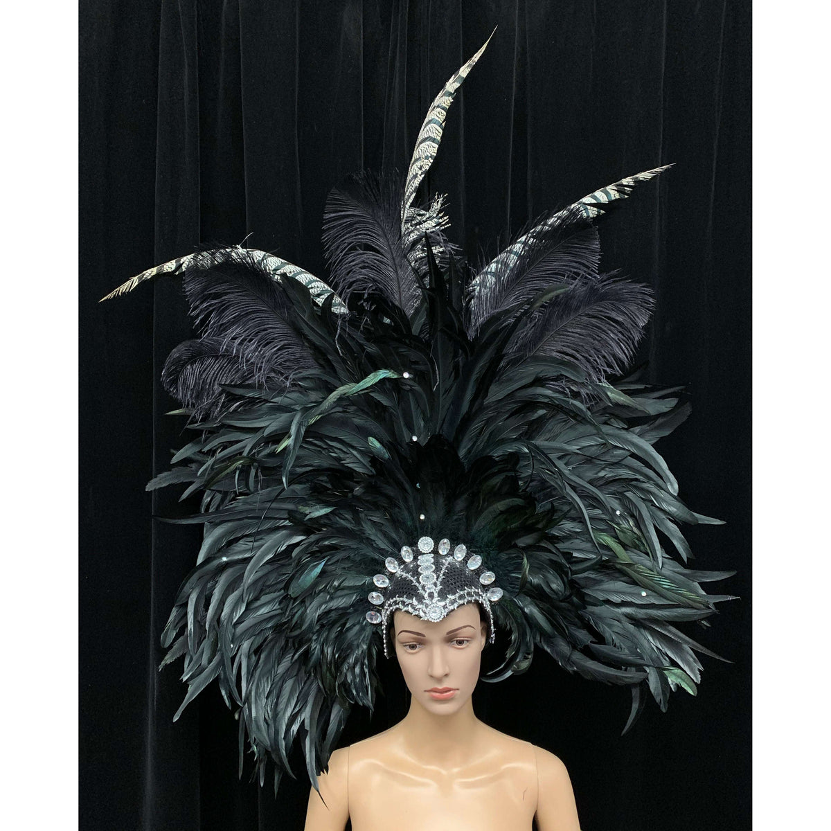 Empress Black Feathers Headpiece
