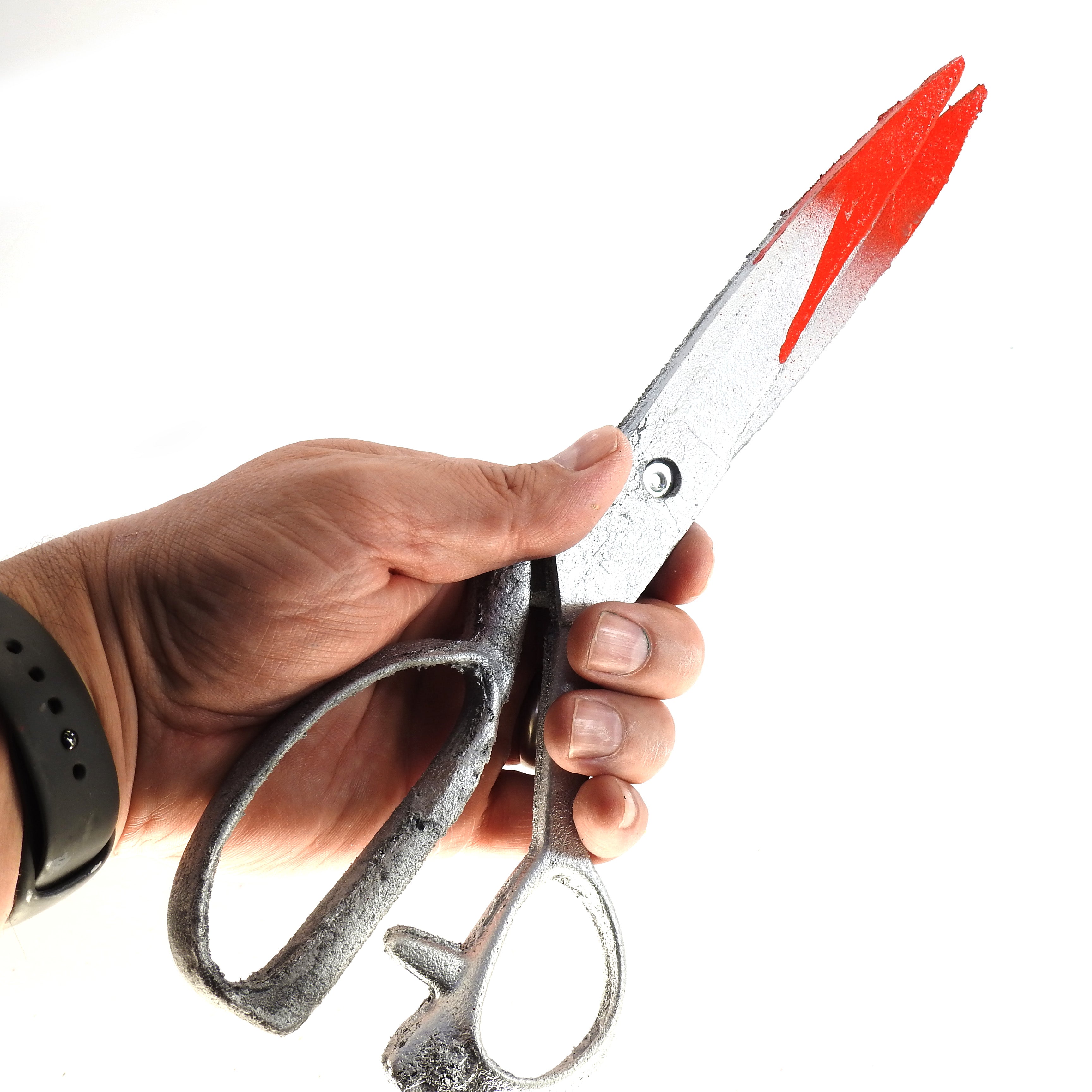 Large Foam Rubber Scissors or Shears with Functional Moving Parts - Bloody - Bloodied Chrome