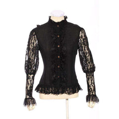 Black Gothic Lace Long Sleeve Shirt
