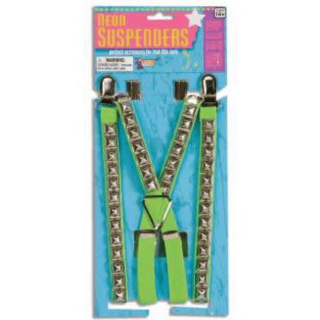 Green Neon Studded 80's Suspenders