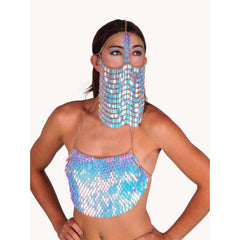 Sequin Mermaid Head Face Chain