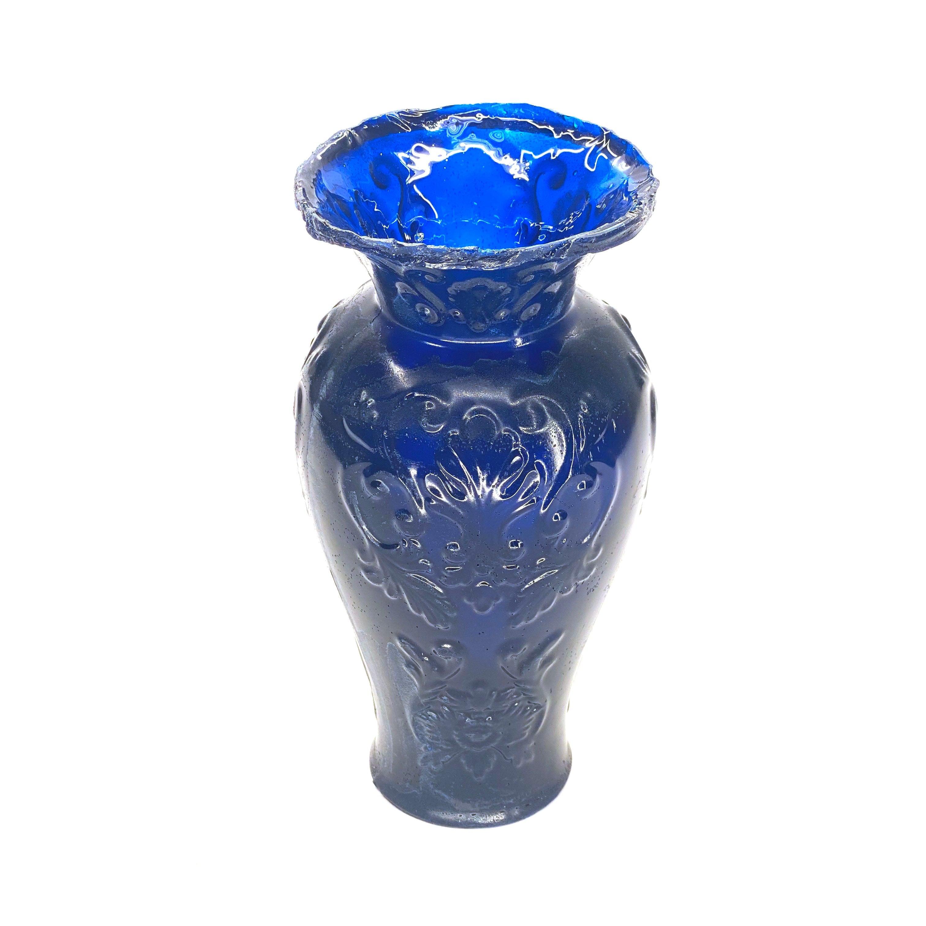 SMASHProps Breakaway Extra Large Georgian Vase 16 Inch - Cobalt Blue Translucent