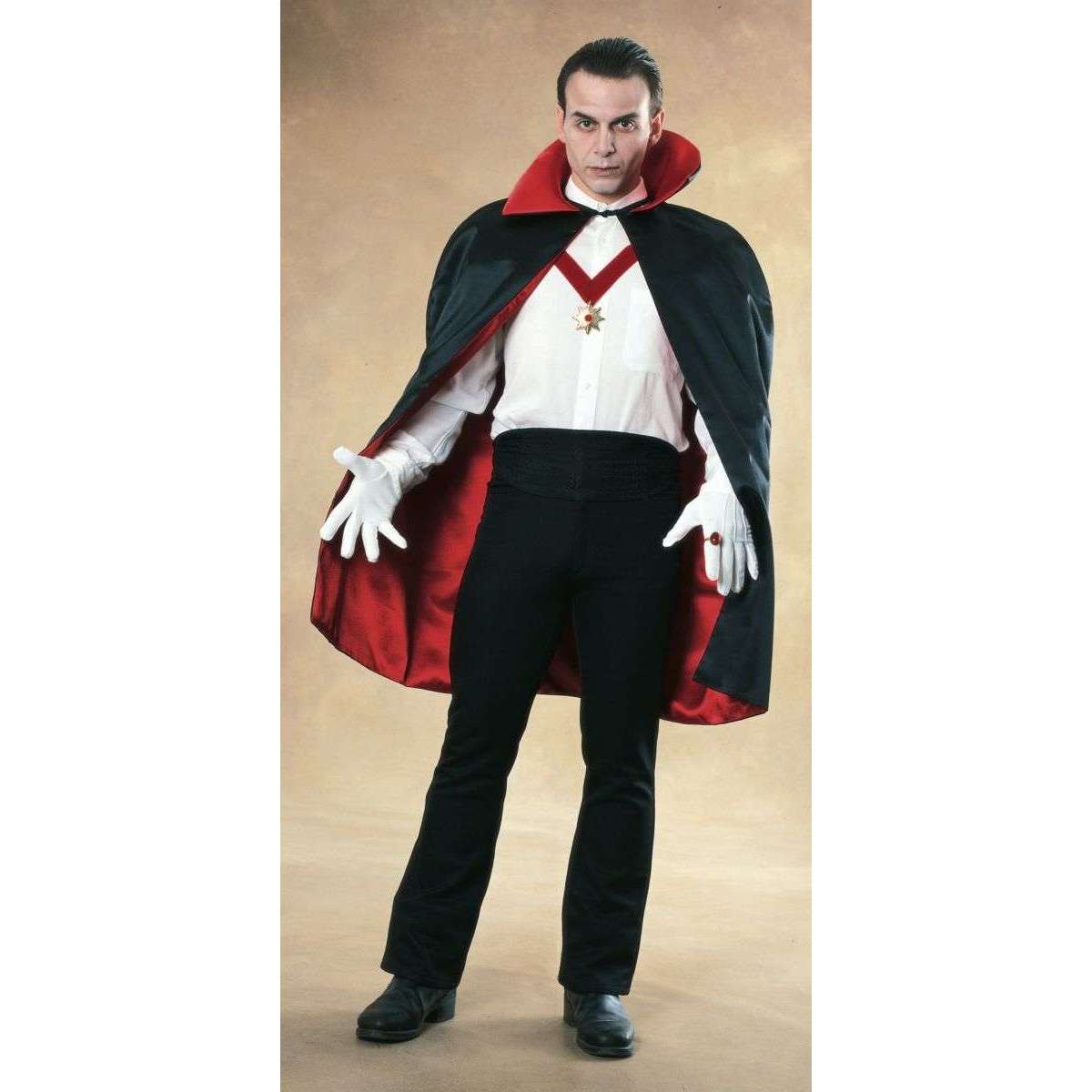45 Inch Deluxe Reversible Red and Black Satin Cape
