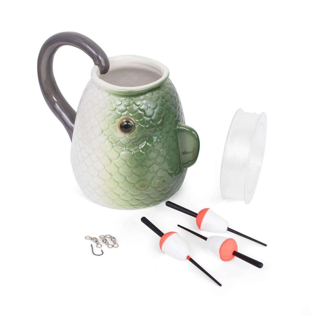 Gift Fishing Mug Set w/ Line, Swivel, Hooks & Floats