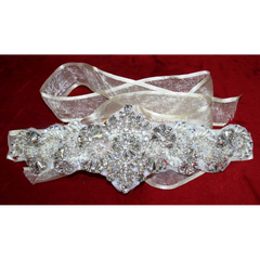 Wide Beaded Chiffon Bridal Belt