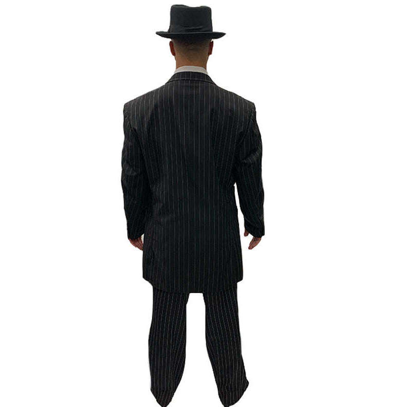 Rental- 1920s Men Black Pinstripe Zoot Suit- 46R