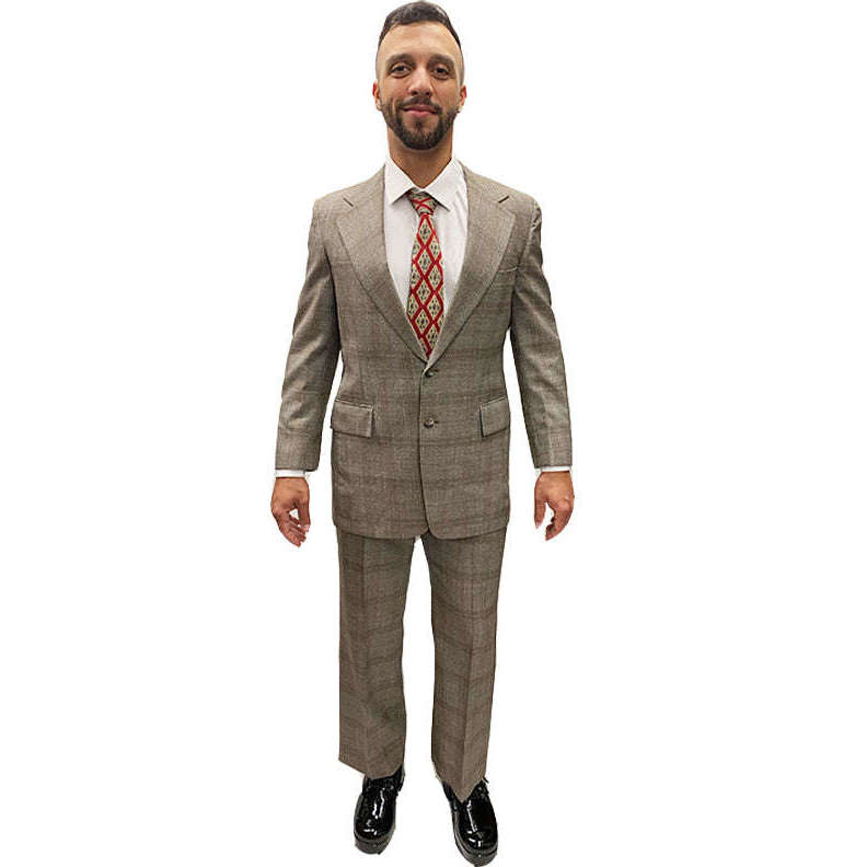 Deluxe 1970s Brown Plaid Suit Adult Costume