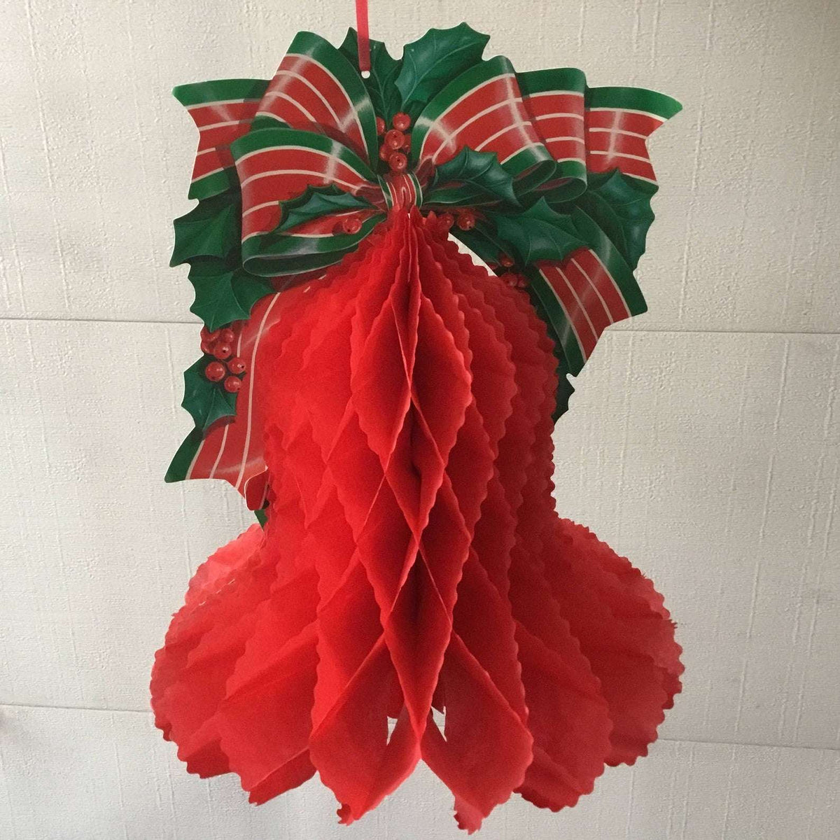 3-D Christmas Bell With Bows & Holly