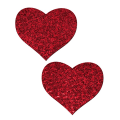 Red Glitter Heart Nipple Pasties