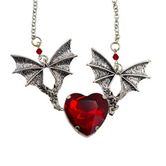 Bat Crazy Heart Necklace