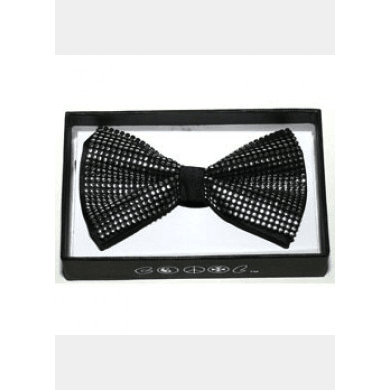Silver Studded Black Bow Tie