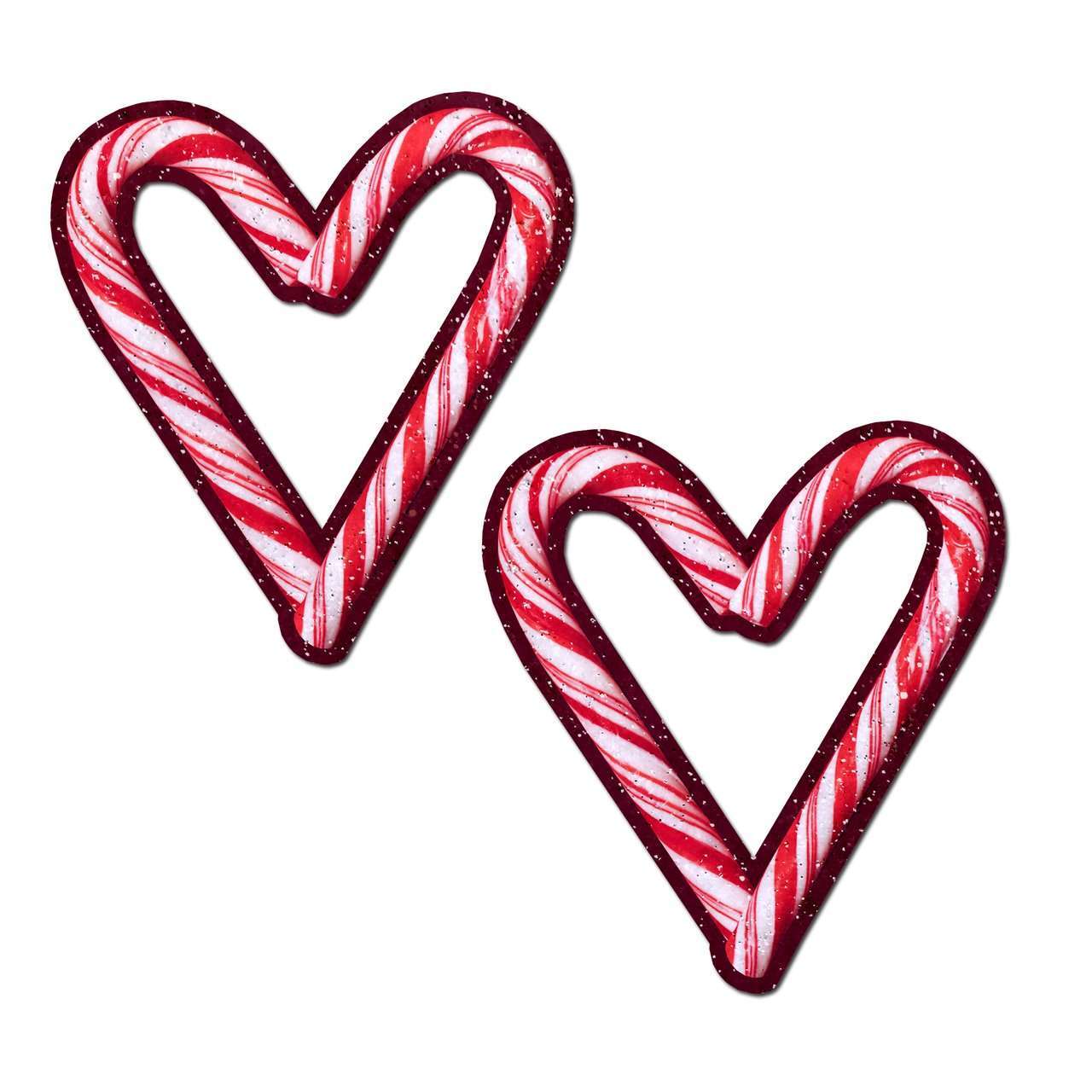 Candy Cane Heart Red & White Cut-Out Nipple Pasties