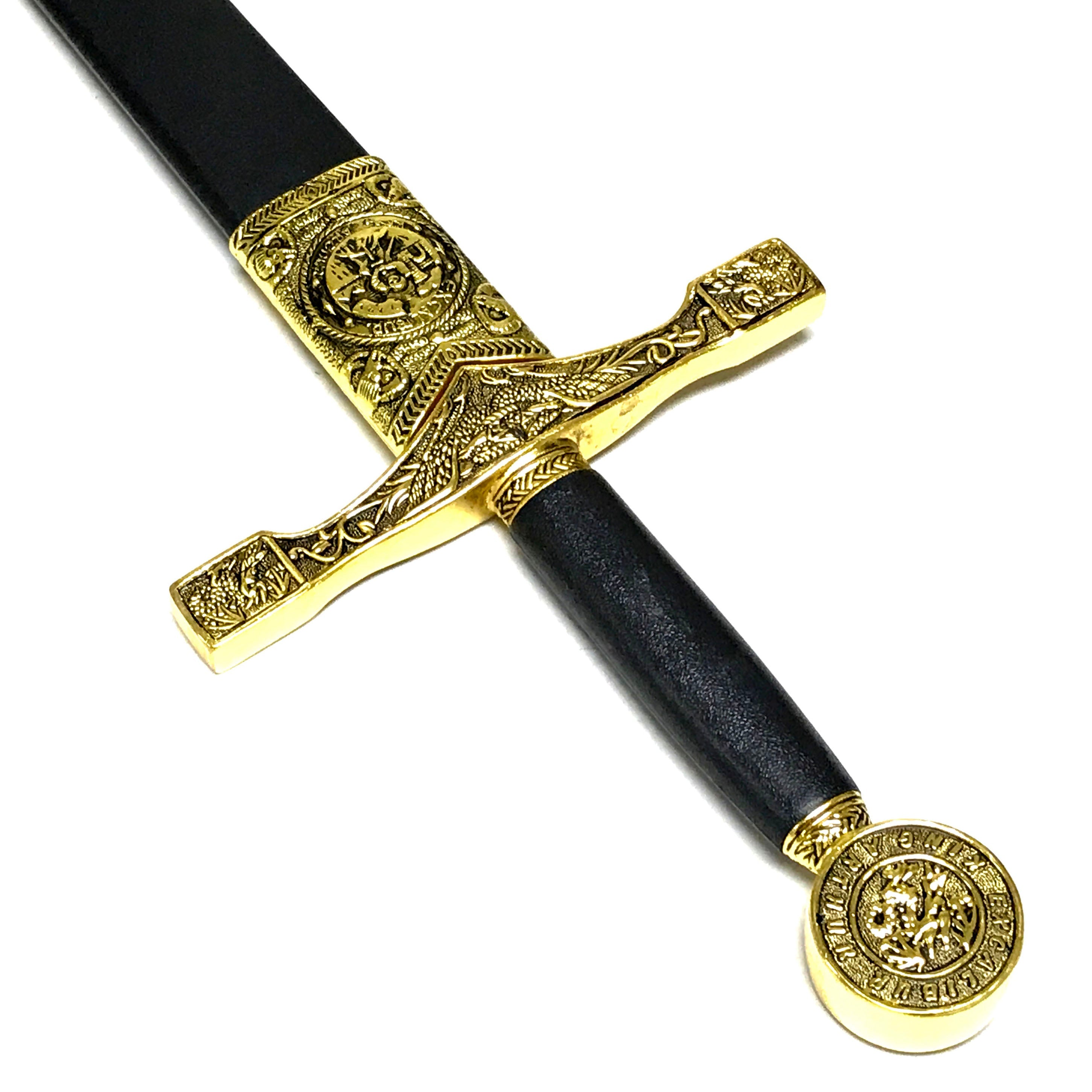 Gold and Silver King Arthur Knight's of the Round Table Excalibur Metal Replica Sword with Scabbard