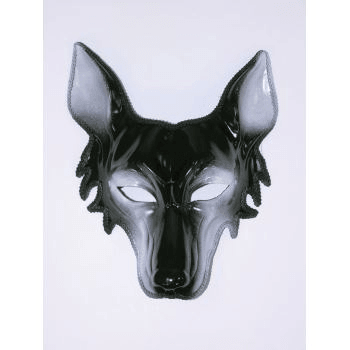 Black and White Wolf Half Mask w/ Elastic Band