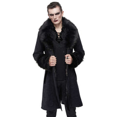 Gothic Faux Fur Convertible Military Coat