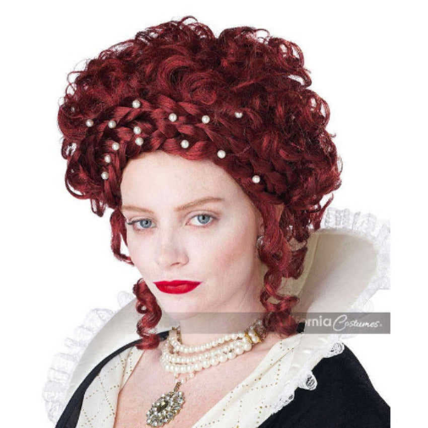 Elizabethan Lady Historical Wig with Self Adhesive Pearl Sheet