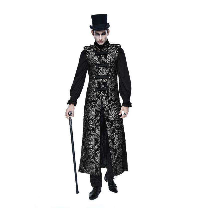 Gothic Long Brocade Military Waistcoat