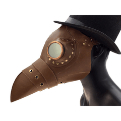 Brown Leather Plague Doctor Goggle Mask