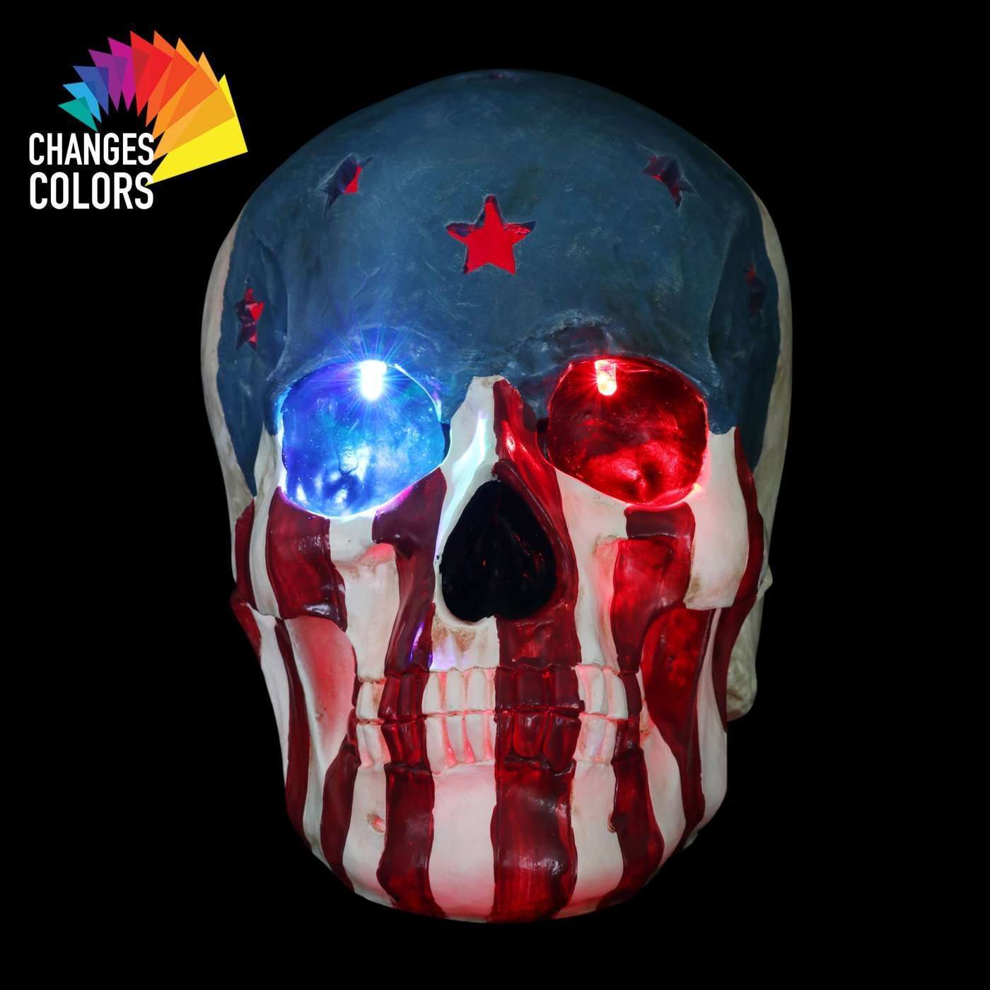 Skull With USA Flag and LEDs