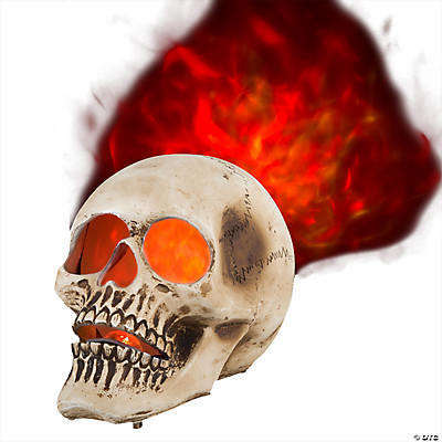 Blazing  Fire 10" Skull Decoration