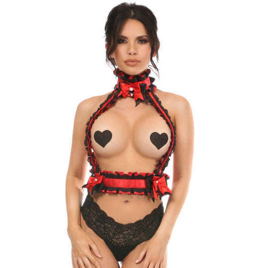 Kitten Collection Red & Black Lace Body Harness