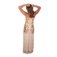 beige flapper dress Beige Pink Art Deco Flapper Dress Off Broadway Vintage & Costumes