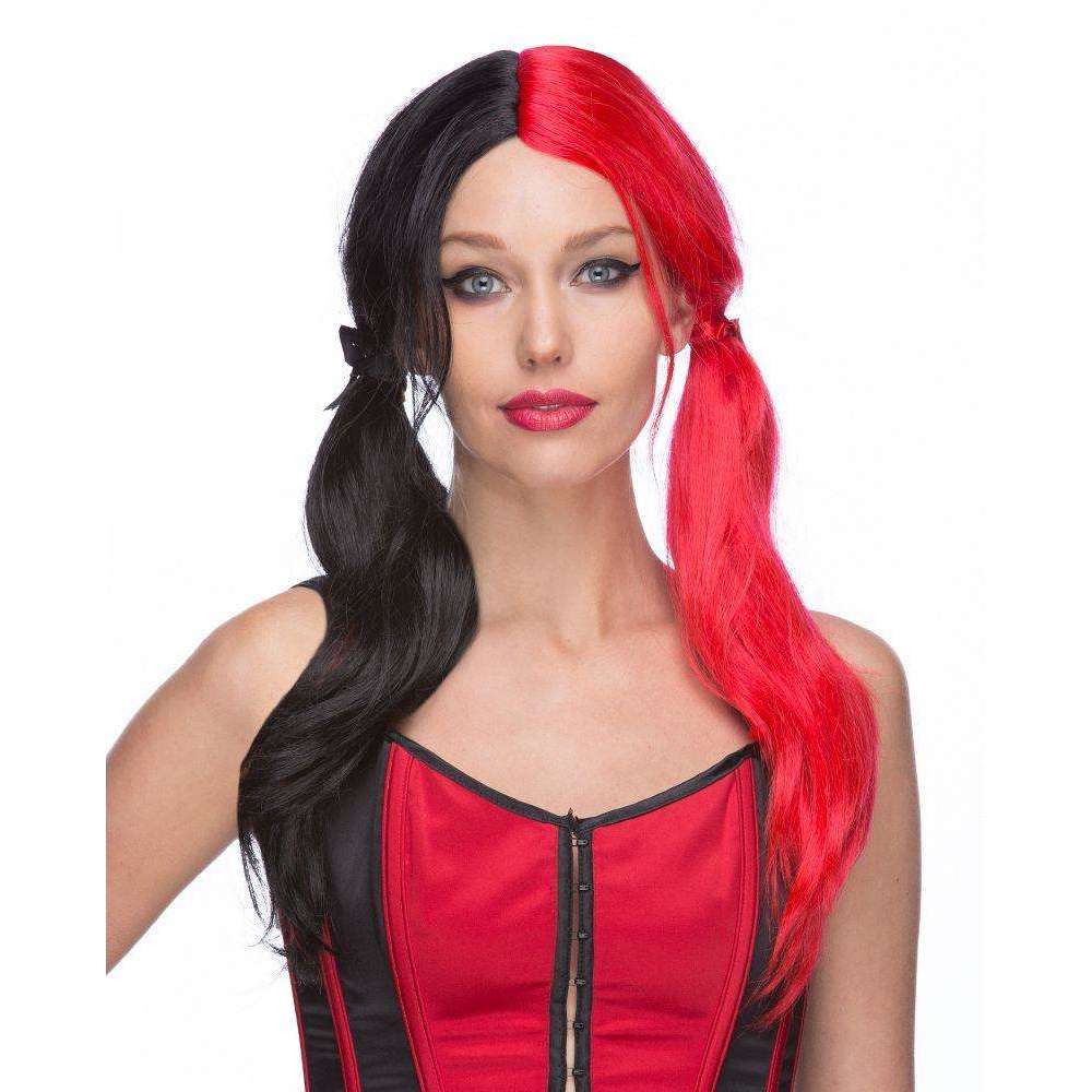 Viper Harley Red & Black Pigtail Wig