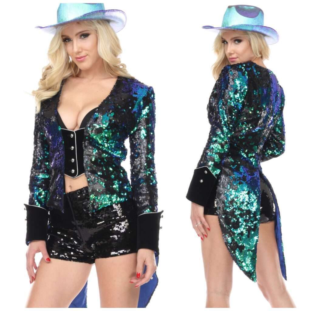 Peacock Blue Sequin Tailcoat