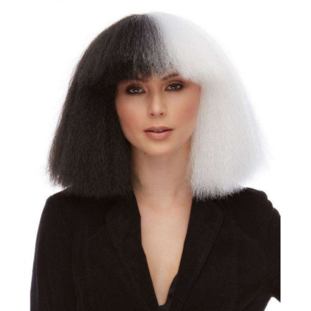 Pop Muse Split Black & White Wig with Straight Bangs