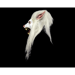 White Moon Werewolf Mask w/ Long Flowing Fur
