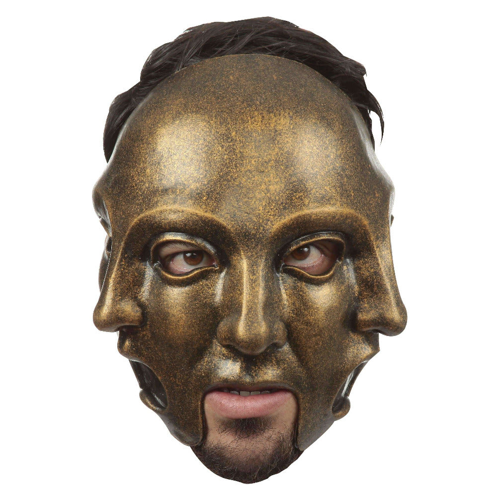 3 Faces Gold Half Latex Theatrical Mask