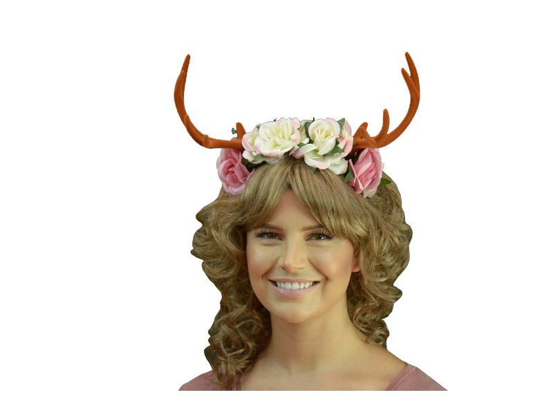Deluxe Antlers Headband with Flowers