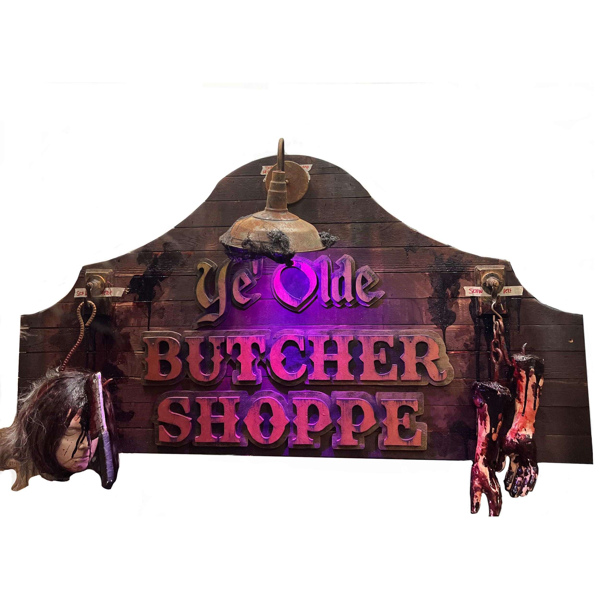 "Ye Olde Butcher Shop" Light-Up Sign Prop