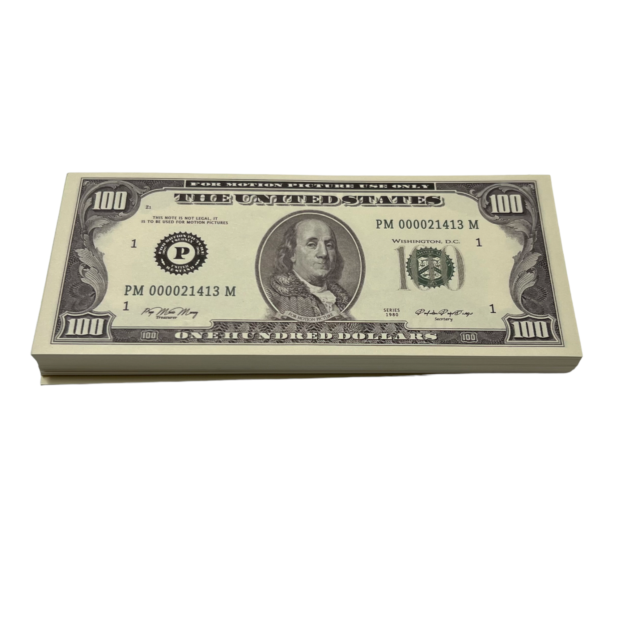 Money Prop - Series 1980s $100 Crisp New $10,000 Full Print Stack
