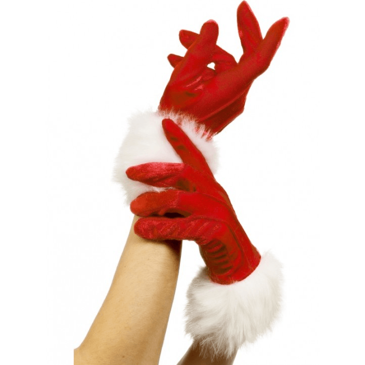 Red Santa Gloves w/ Faux Fur Cuff