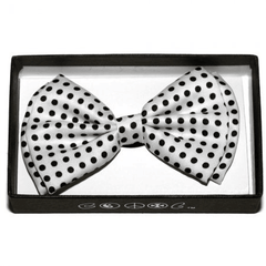 White with Black Polka Dots Bow Tie