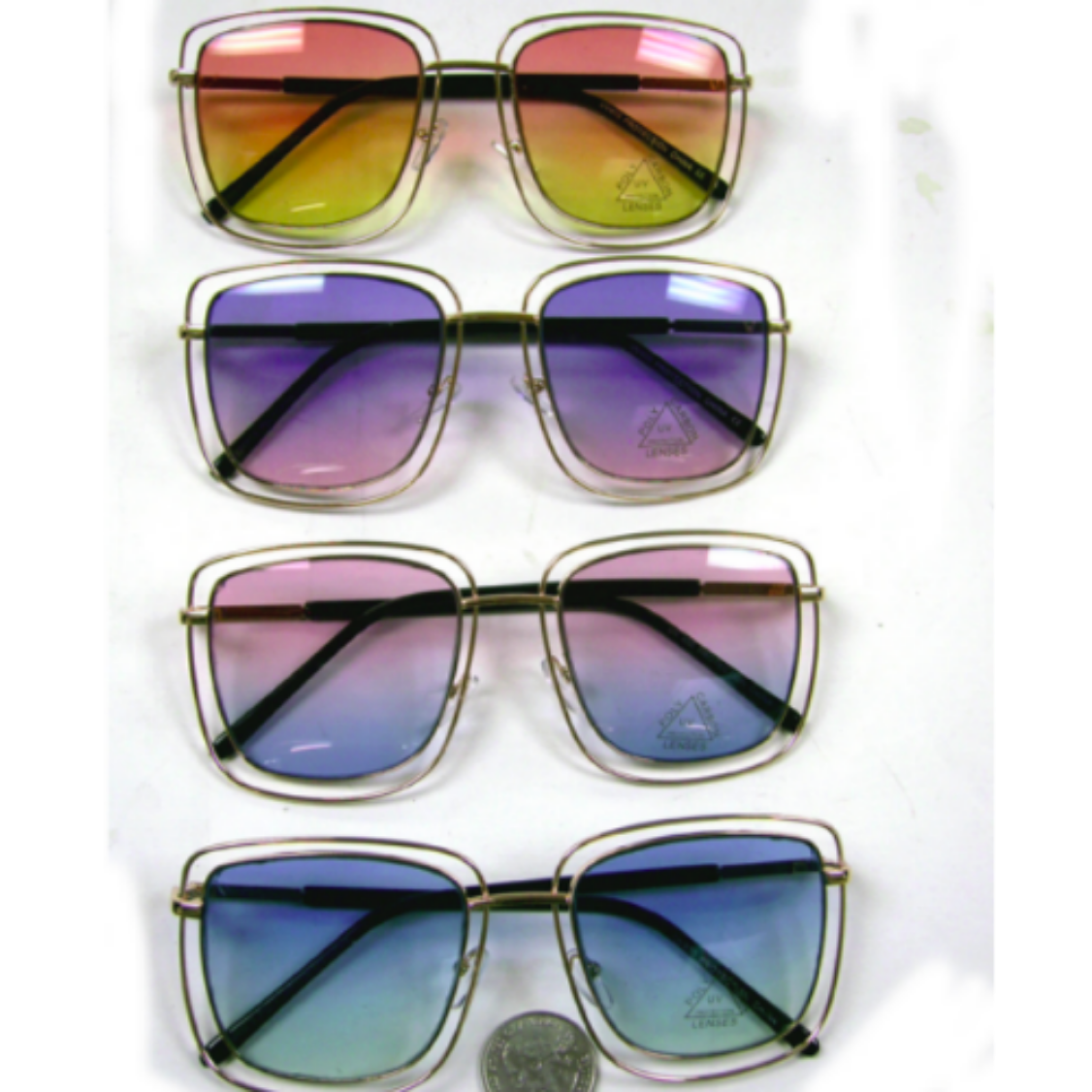 Double Rim Rectangle Shape Ocean Lens Sunglasses