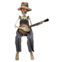 39" Skeleton Playing Banjo Animated Prop Decoration