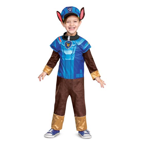 Classic Chase Paw Patrol Toddler Costume w/ Vinyl Badge , Head Piece & Attached Tail