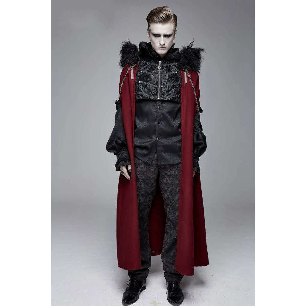 Black Faux Fur Lined Red Coat