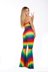 Rainbow Bell Bottom Jumpsuit Women's Costume