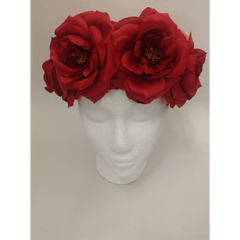 Red Medium Rose Flower Headwrap